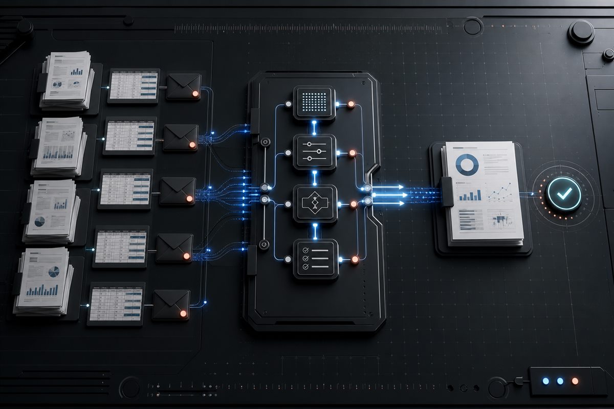 Flujo automatizado que conecta distintas tareas de un negocio